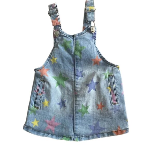 Wonder Nation Denim Overall Dress with Colourful Stars 12 Months - Picture 2 of 6